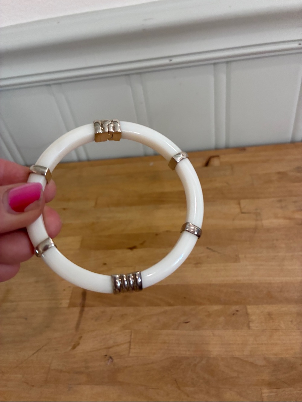 925 WK WHITNEY KELLY White Resin and Sterling Silver 925 Bangle Bracelet - Picture 7 of 12